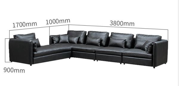Italian Modern Living Room Leather Soft Sofa House Type L Princess Combination