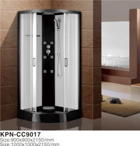 China Customized Glass Shower Cabin with Black Painted Glass Back Wall wholesale