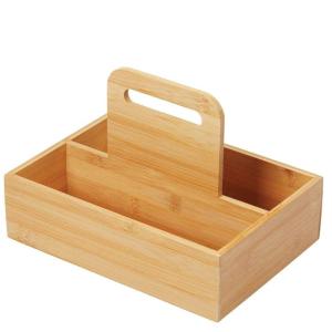 China Wood Light Weight Bamboo Food Storage Container Divided Bin With Carrying Handle wholesale