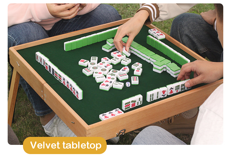 Wood Style Panel Portable Folding Mahjong Table for Outdoor Party Events and Gatherings
