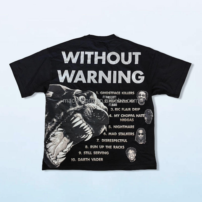 Custom Dtg Print Hip Hop Black Blank Heavy Weight T Shirt Weaved by Knitting Method