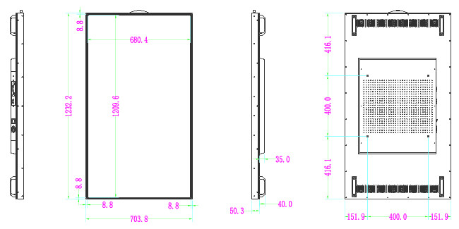 55 Inch Digital Window LCD Display Kiosk Monitor 5000nits Sunlight Readable