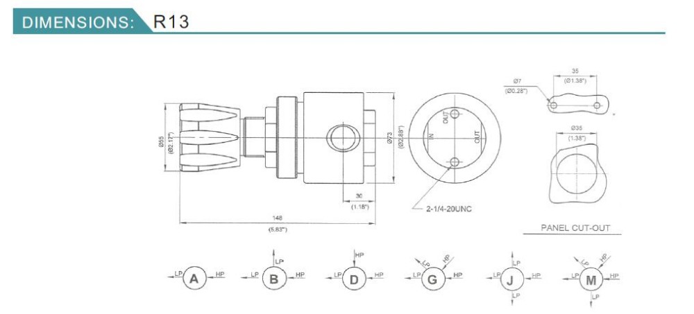 Helium Natural Gas Stainless Steel Pressure Regulator Single Stage Cv Value 1.8