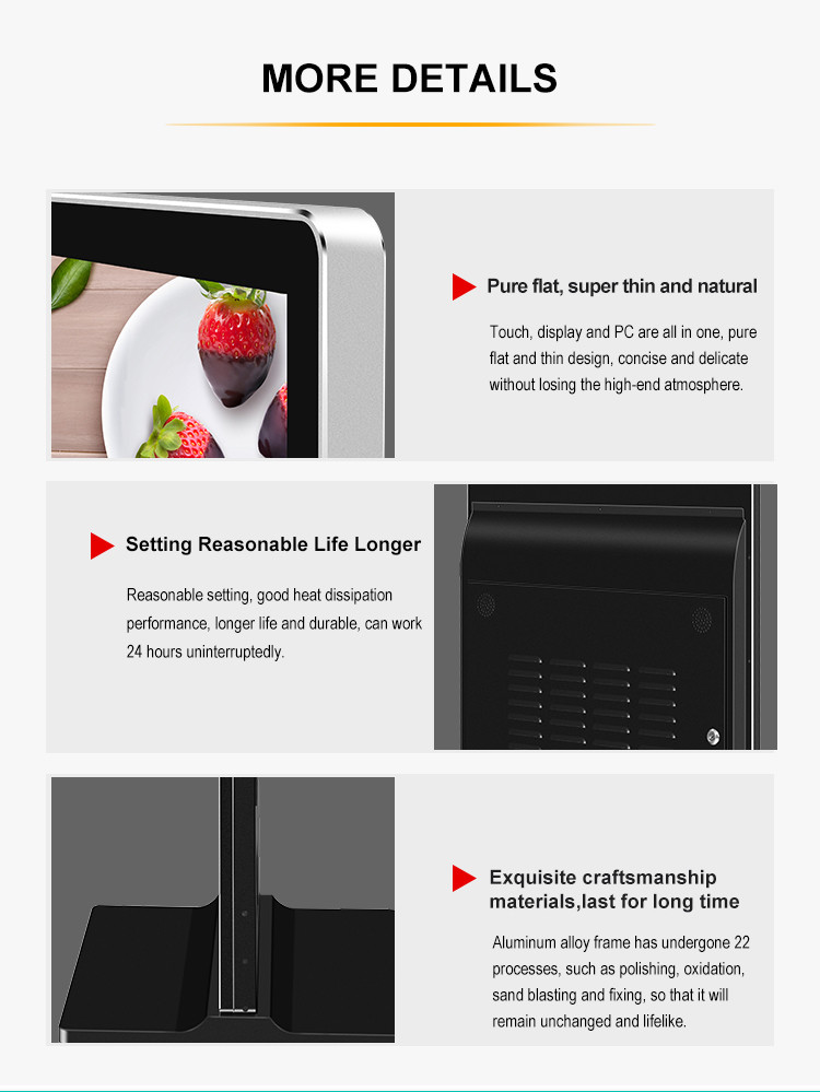Floor standing vertical tv touch screen kiosk 4k outdoor advertising player display screen HD lcd led digital signage