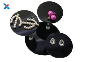 China Black Acrylic Jewelry Organizer Necklace Bracelet Earring Display With Round Tray wholesale