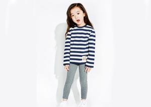 China Grey White Stripe Kids Girls Clothes Girls Loungewear Set + Cotton Elastic Melange wholesale