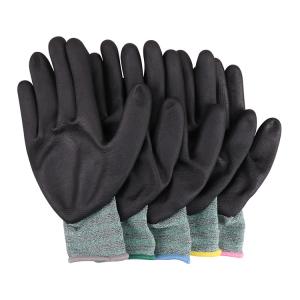 China Waterproof nylon black and white ash knitting polyurethane industrial safety gloves PU gloves wholesale