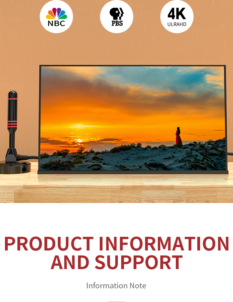 Max Input Power 50W Strong Magnetic Base Digital HDTV Amplified Antenna for Indoor TV