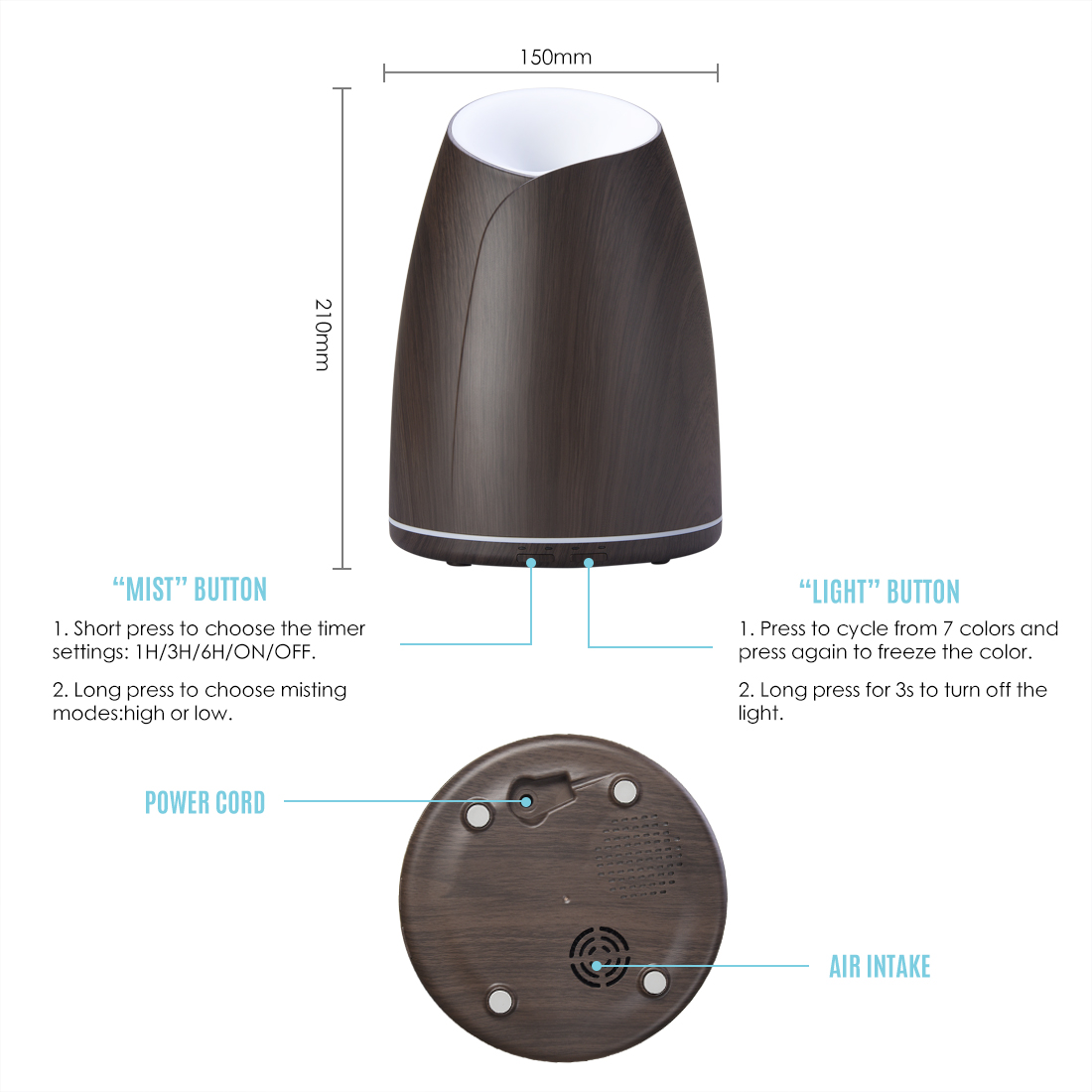 New Explosive 500ML Ultrasonic Aroma Diffuser Humidifier Creative Gift 500ml Mute Essential Oil Diffuser For Home Spa Yo