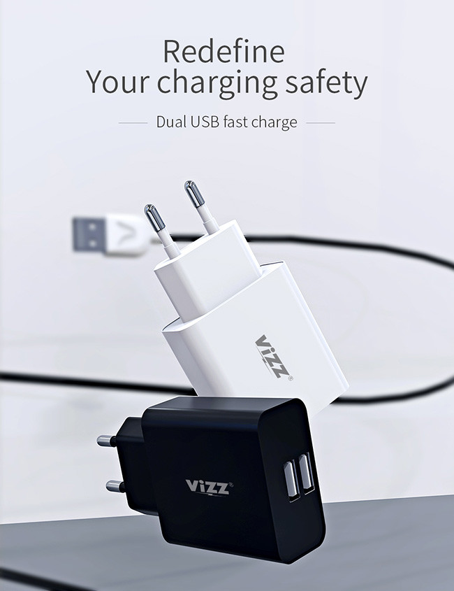 Fireproof ABS PC Wall Dual Ports TC12 Retractable Phone Charger