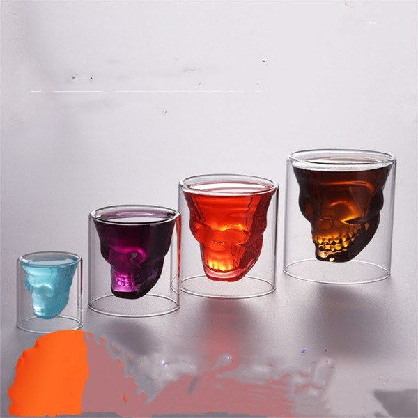 Skeleton Shaped High Borosilicate Glass Cup Vodka Shot Double Wall Glass Cup