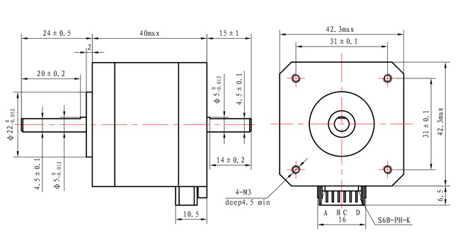 Dual Shaft Nema 17 Stepper Motor Bipolar 1.8 Deg 45Ncm 63.7oz.in 1.68A 4 Wires For 3D DIY CNC