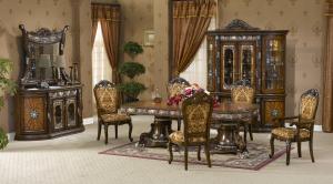 China Vintage Round Antique Wooden Dining Table And Chairs Dia 120cm 130cm 150cm wholesale