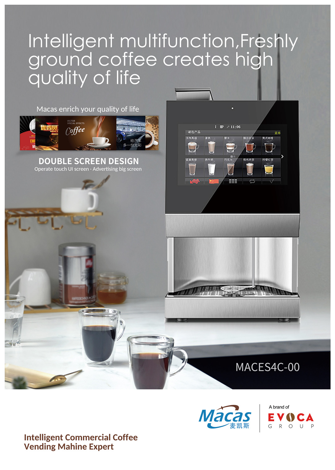 EVOACAS Fully Automatic Espresso Coffee Machine With Tap Water Support