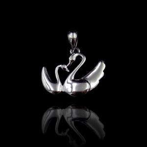 China Pure Plain Silver Pendant Couple Elegant Swan Design For Wedding Bridal wholesale