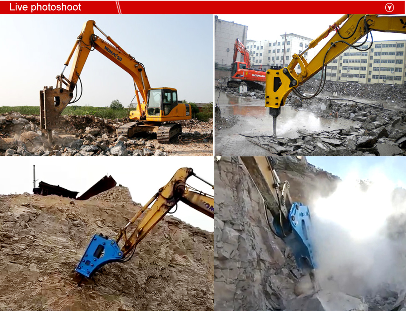 BeiYi Various excavator hydraulic rock breaker hammer for 3-50tons excavator side type breaker box type breaker