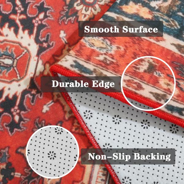 Bohemian Style Floral Print Living Bedroom Rug with Non-Shedding Function and Easy Care