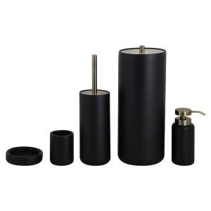 China Mat Black color round Polyresin Bathroom Accessories with black ABS parts wholesale