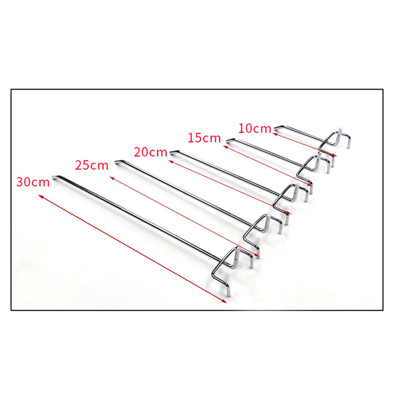 Silver Shelving Accessories Wire Mesh Grid Wall Hooks 400mm 350mm 300mm Length