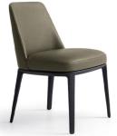 Wearproof Cream Leather Dining Room Chairs With Black Legs