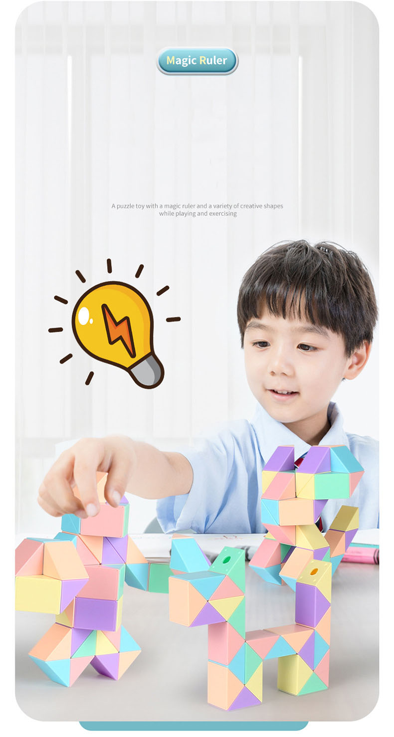 Customized ABS Macaron Magic Ruler Folding Puzzle Toys for Children's Development