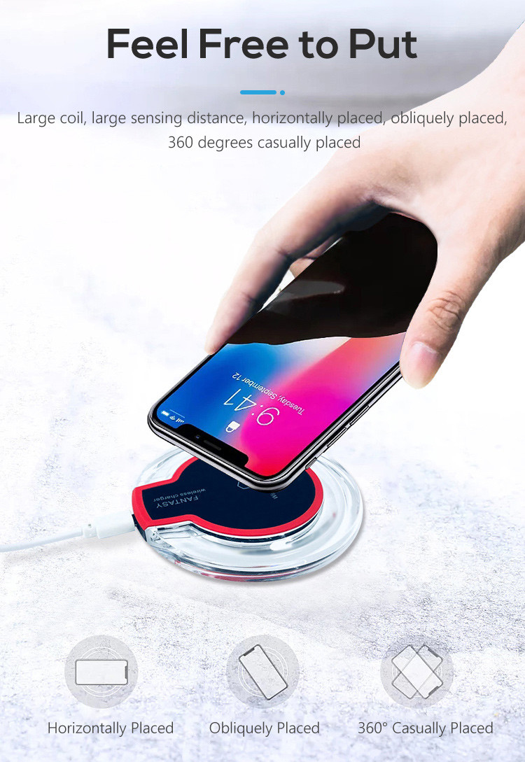 USB C Port ABS Transparent ABS 5W QI Wireless Charging Pad