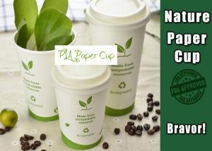 China Single Wall Eco Paper Coffee Cups 8 Oz White Color Environmental Friendly wholesale