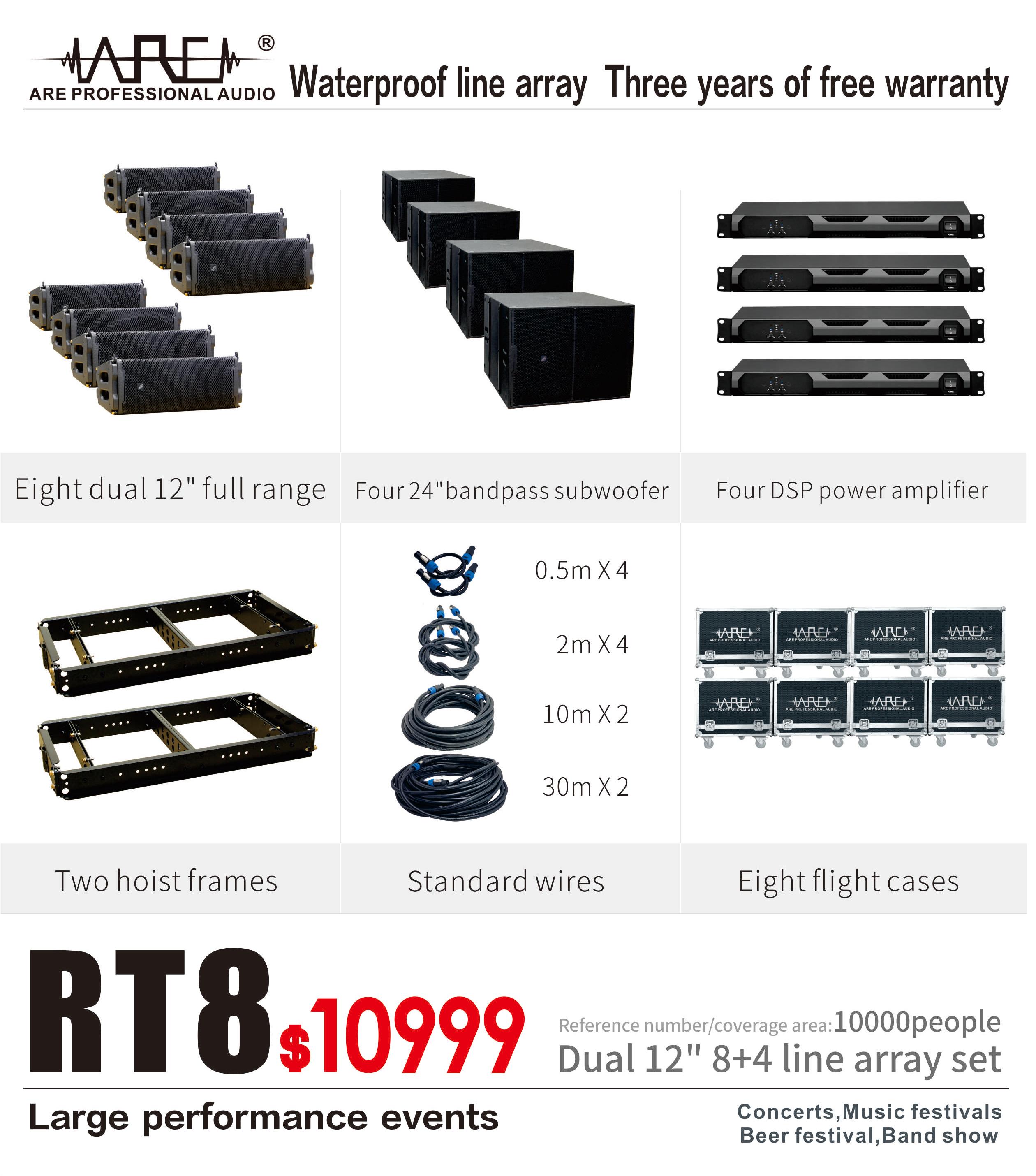 ARE AUDIO dual 12 inch high-performance outdoor line array speaker systems for open-air concerts