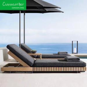 China Teak Wood Sunlounger Sun Lounger for Hotel Restaurant Banquet Home Coffee Durable Wooden Chair Outdoor Recliner Lounge wholesale