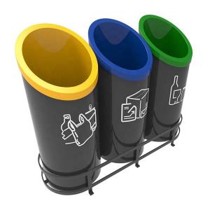 China Public Park Steel 1100mm Length Multi Compartment Trash Can wholesale
