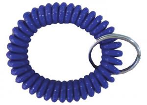 China Plastic Wrist Coil Key Chain , Polyurethane Blue Spiral Wrist Key Chain wholesale