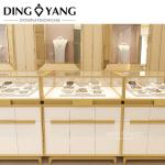 Custom Made Fashion Golden White Retail Jewellers Display Counters , Retail