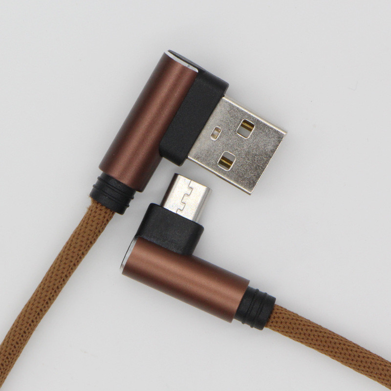 2.4A Fast Charge Mobile Phone Cables 1m Fiber Material Bent Adapter Game Partner