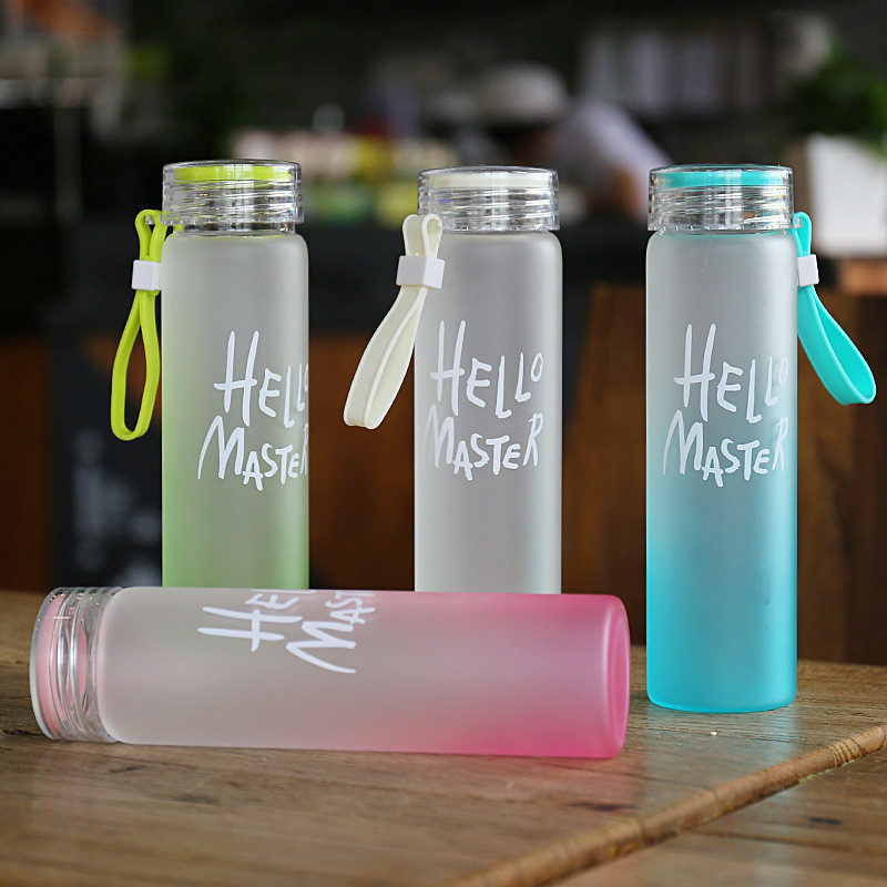 400ml Colored Frosted Glass Water Bottle Borosilicate Portable reusable