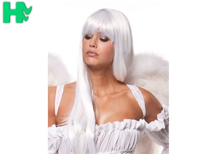 Sexy Hightlights Soft Blond Or White Straight Long Synthetic Wigs For New Stylish Party