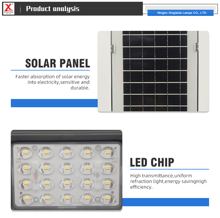 60w High Power Solar Led Street Light Dark Grey Solar Lamp Made of Die Cast Aluminum