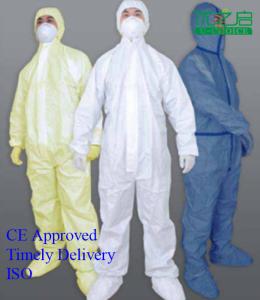 China Zippered Waterproof Disposable Overalls , Safety White Disposable Overalls wholesale
