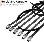 Solar Zip Cable Tie PVC Coated Stainless Steel 5.6mm Width Black Metal Cable