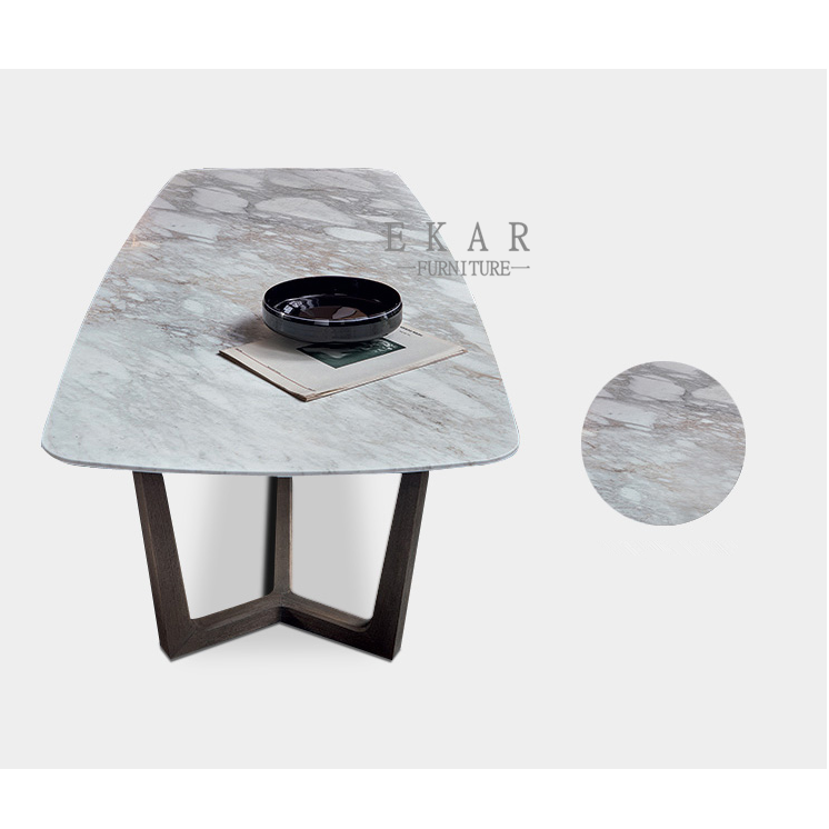 Modern Style Set Rectangle Marble Dining Table