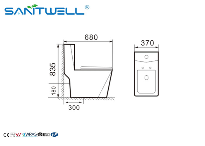 Sanitaryware Golden Ceramic Toilet SWC1611 700*400*760 Mm One Piece