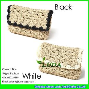 China LUDA vintage straw purses natural flower border paper straw clutch hand bag wholesale