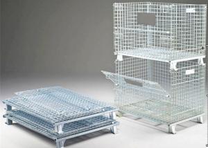 China Sliver Color Collapsible Pallet Cages , Heavy Duty Storage Cages For Sports Equipment wholesale