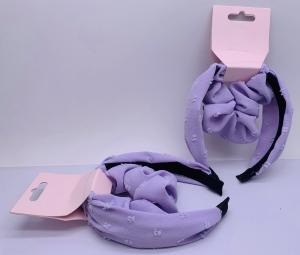 China Purple Flower Chiffon Hair Bands , Lightweight Cotton Scrunchies For Hair wholesale