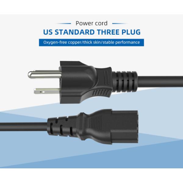 IEC US Power Cords Waterproof 250V 3 Pin Computer Ac Power Cable