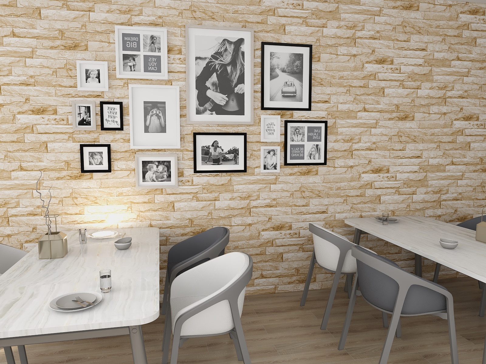 3D Slate Stone Brick Effect Wallpaper PVC 3D Brick Wallpaper For Walls