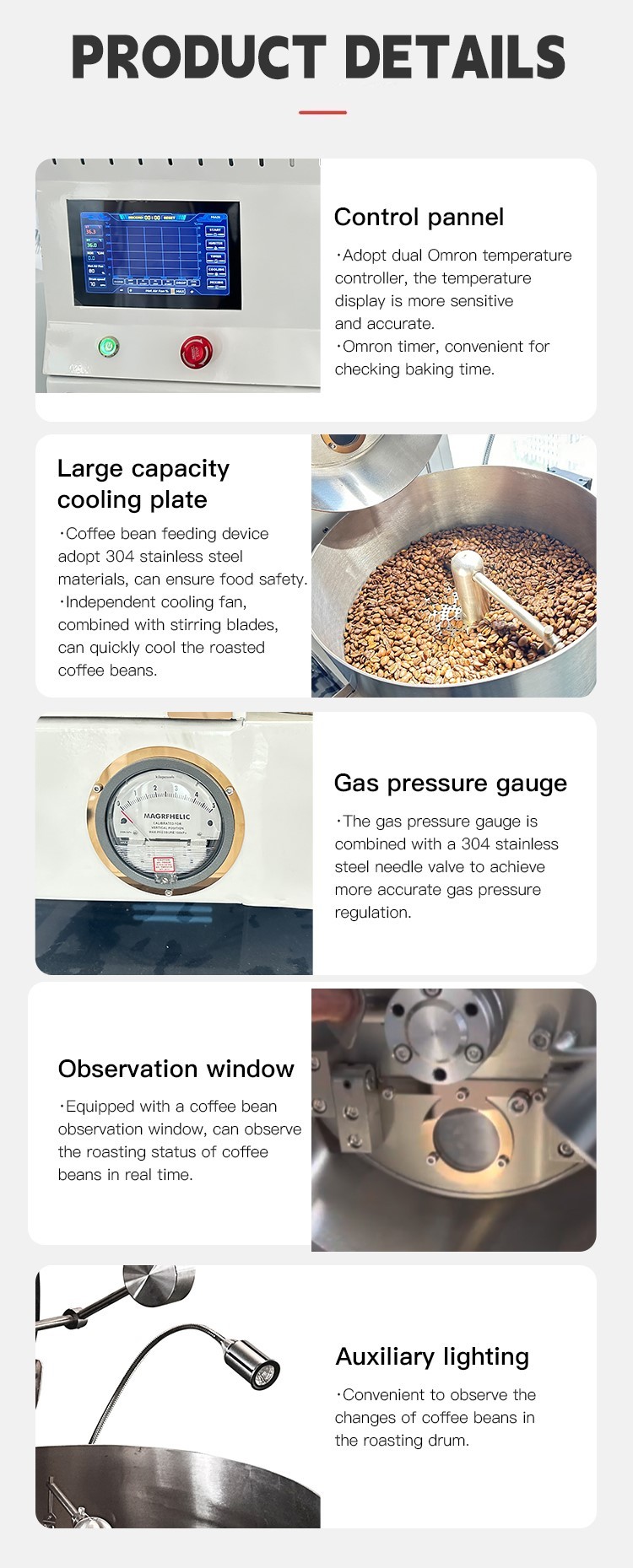 Household Coffee Beans Roaster 1kg Touch Screen Electric Coffee Green Bean Roaster Machine