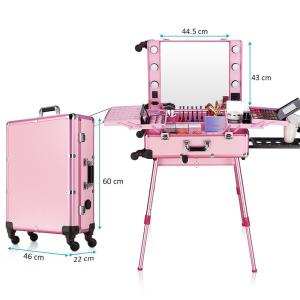 China Pink Color Cosmetic Beauty Case , Professional Makeup Cases On Wheels wholesale