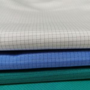China White Polyester Cotton TC Fabric 4mm Grid Anti Static wholesale