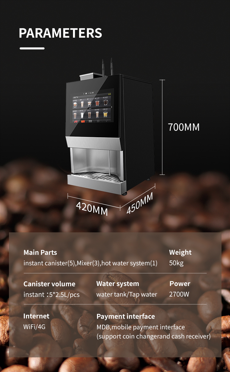 Stainless Steel 201 Automatic Desktop Coffee Vending Machine With Grin