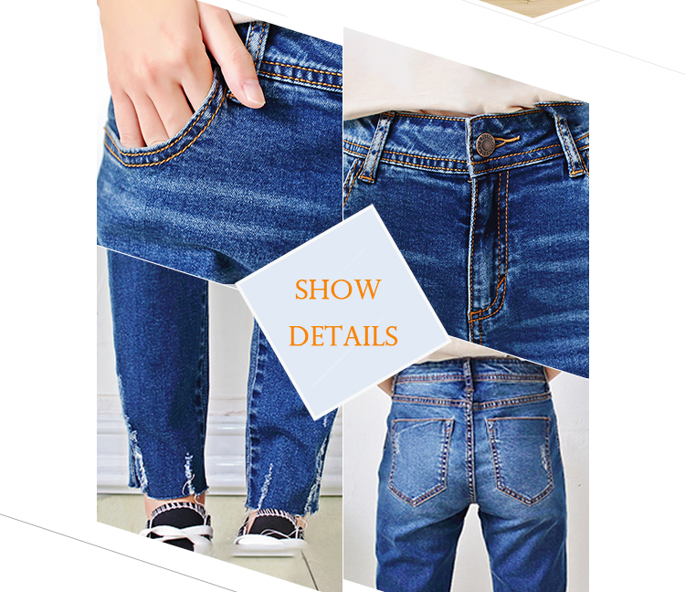 Casual Dark Blue Skinny Girl Jeans , Tight Skinny Jeans For Womens Long Pattern